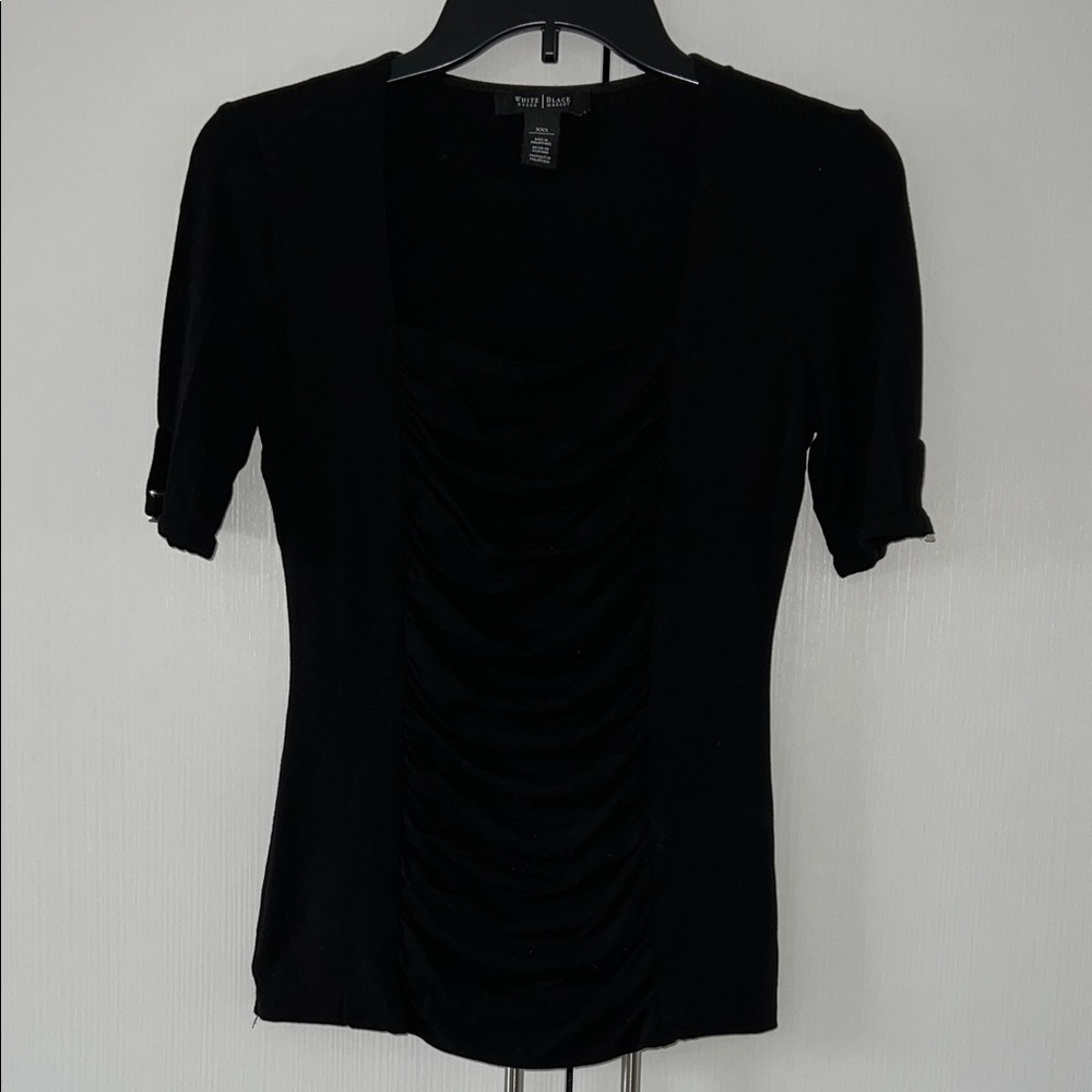 White House Black Market Black Ruched Blouse